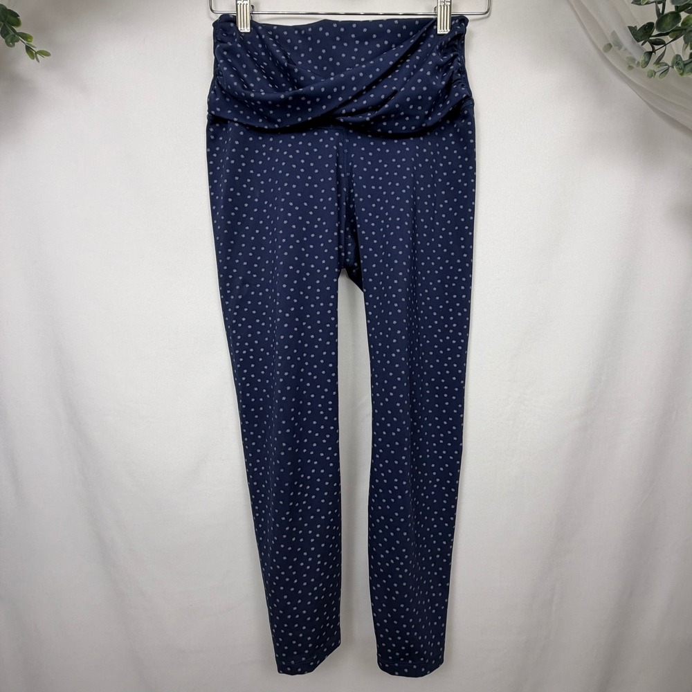 Nike Yoga Dri-FIT High Waisted Wrap Leggings Navy Polka Dot CZ9144-410 Medium